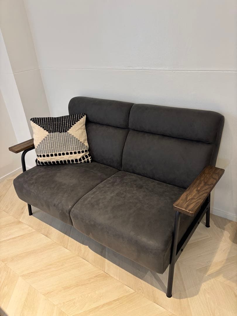 ダークグレー 合成皮革 ソファ