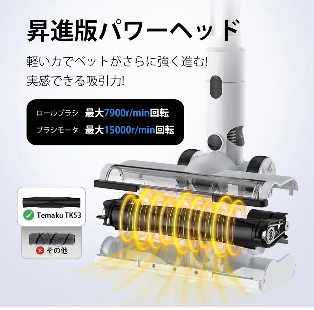 掃除機 コードレス 除菌機能搭載 75Kpa真超強力吸引 置くだけ充電スタンド