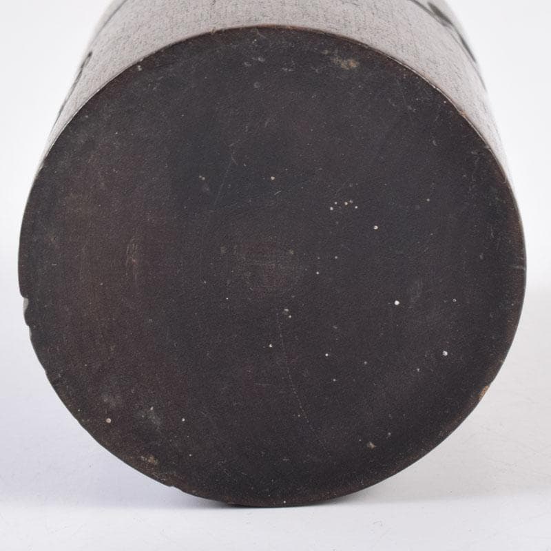 煎茶道具　木彫　椿図　茶筒　V　8508