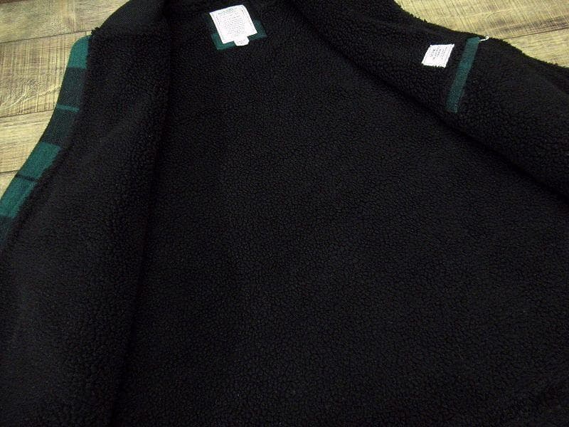 XL 20AW クライミー 総裏ボア チェック ボア ダブルジップ ベスト 緑黒