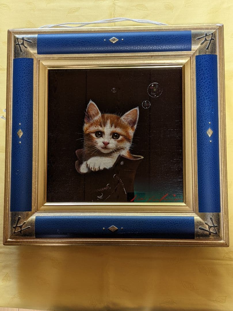 お値下げ。 八代亜紀 、真作油彩画。 ブーツの中で。３Ｓサイズ。