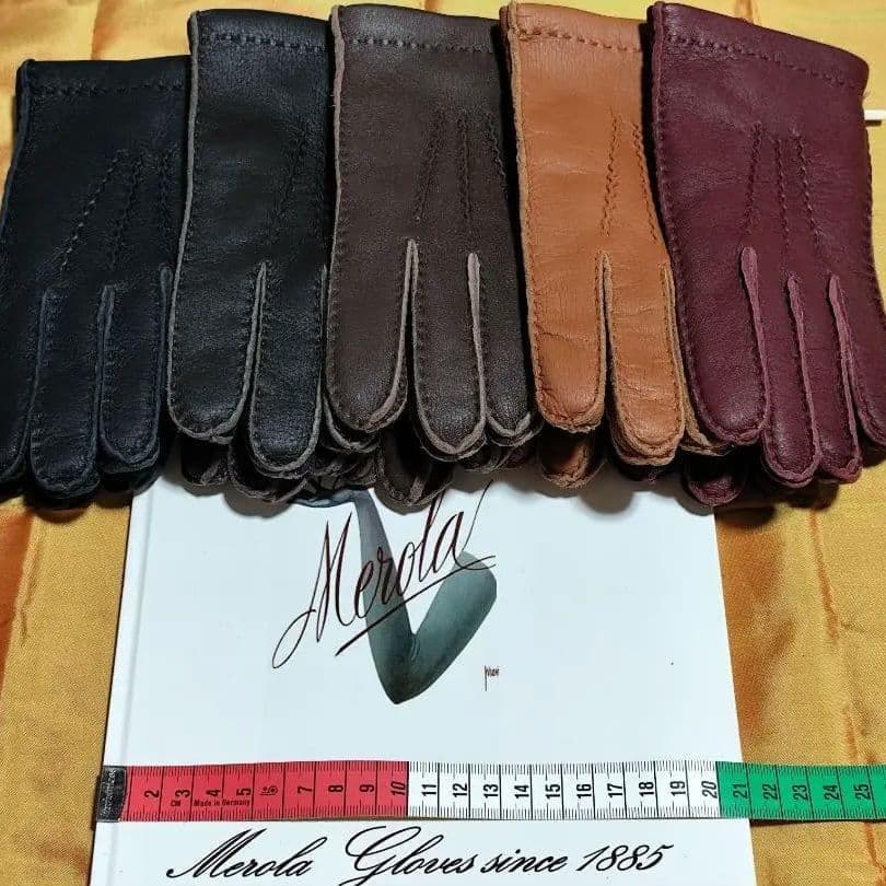 専用今季メローラ ディアボルドー濃赤 カシミア黒 革手袋 グローブ MEROLA