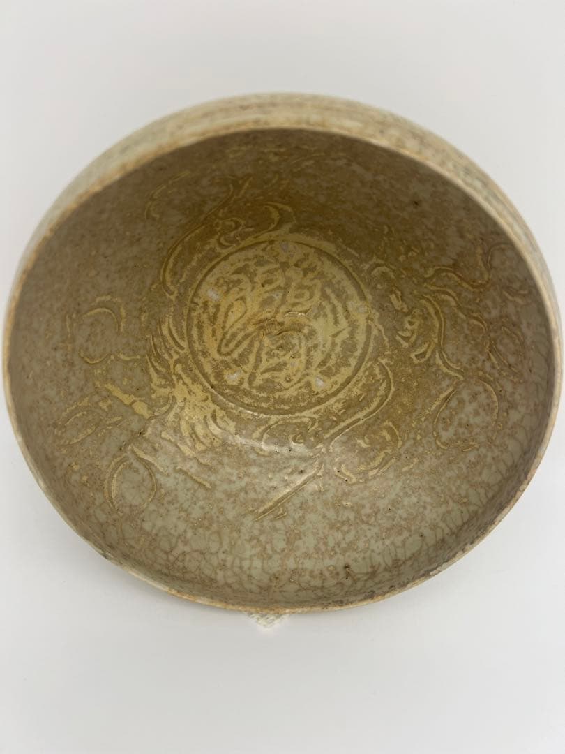 中国隋朝唐朝灰釉碗内「清」字あり唐物古美術品江戸アンティーク骨董コレクション青磁