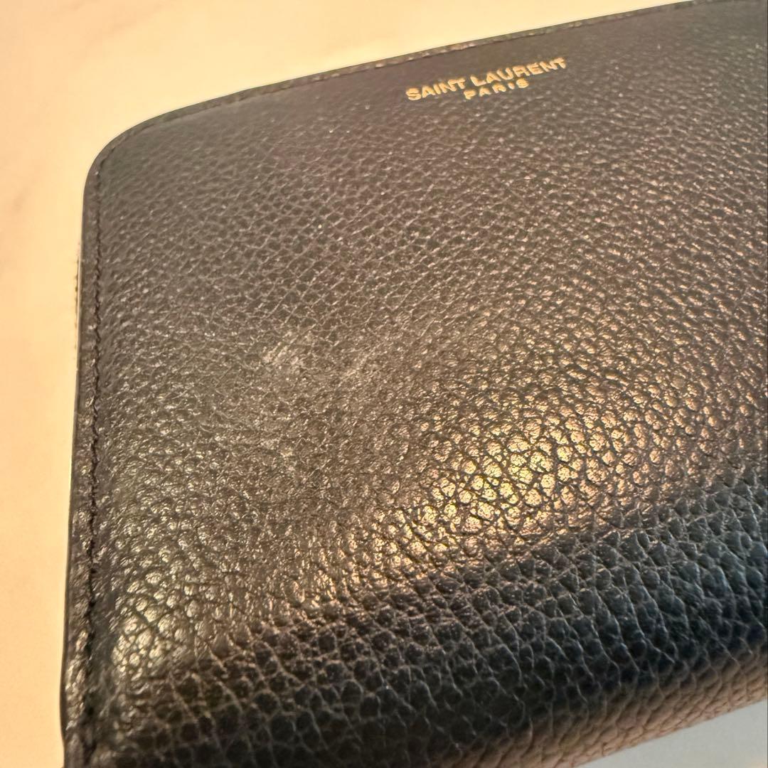 サンローラン　折り財布　コンパクトジップアラウンドウォレット　ブラック　レザー