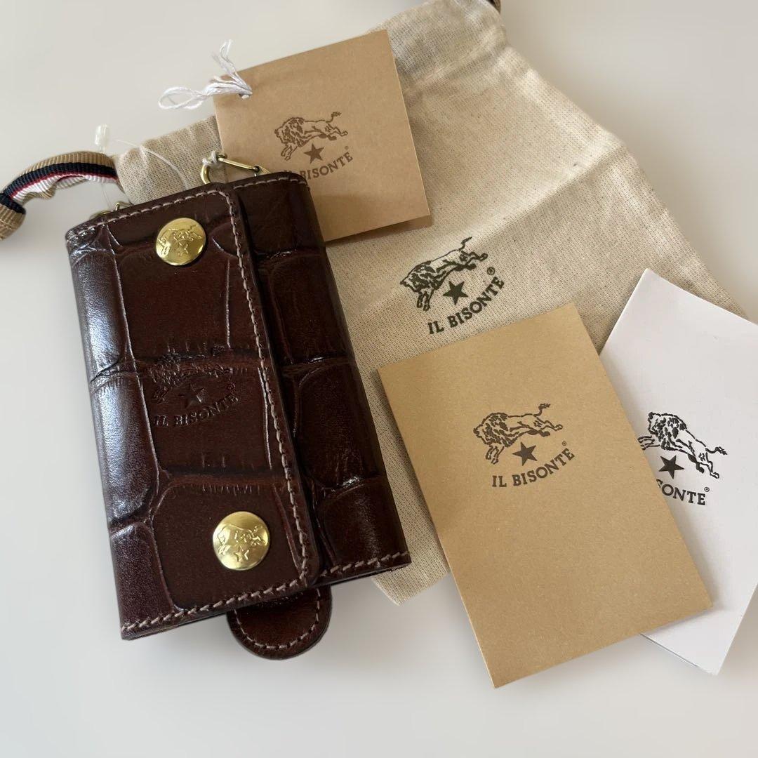 新品　IL BISONTE イルビゾンテ　キーケース　レザー　クロコ型押し　6連