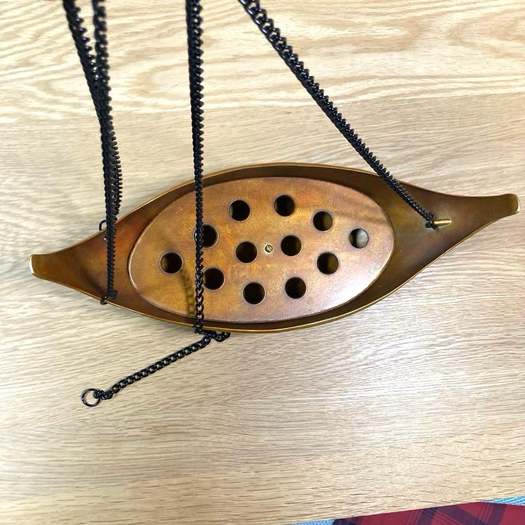 【茶道具】唐銅 吊舟花入　金谷浄雲造