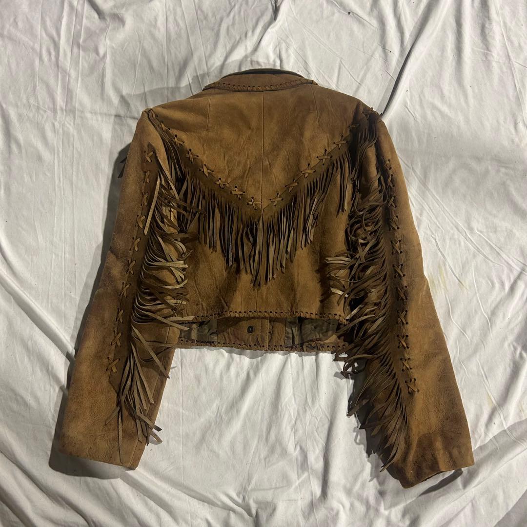 80's vintage ブラウン フリンジ　短丈　スエード レザージャケット