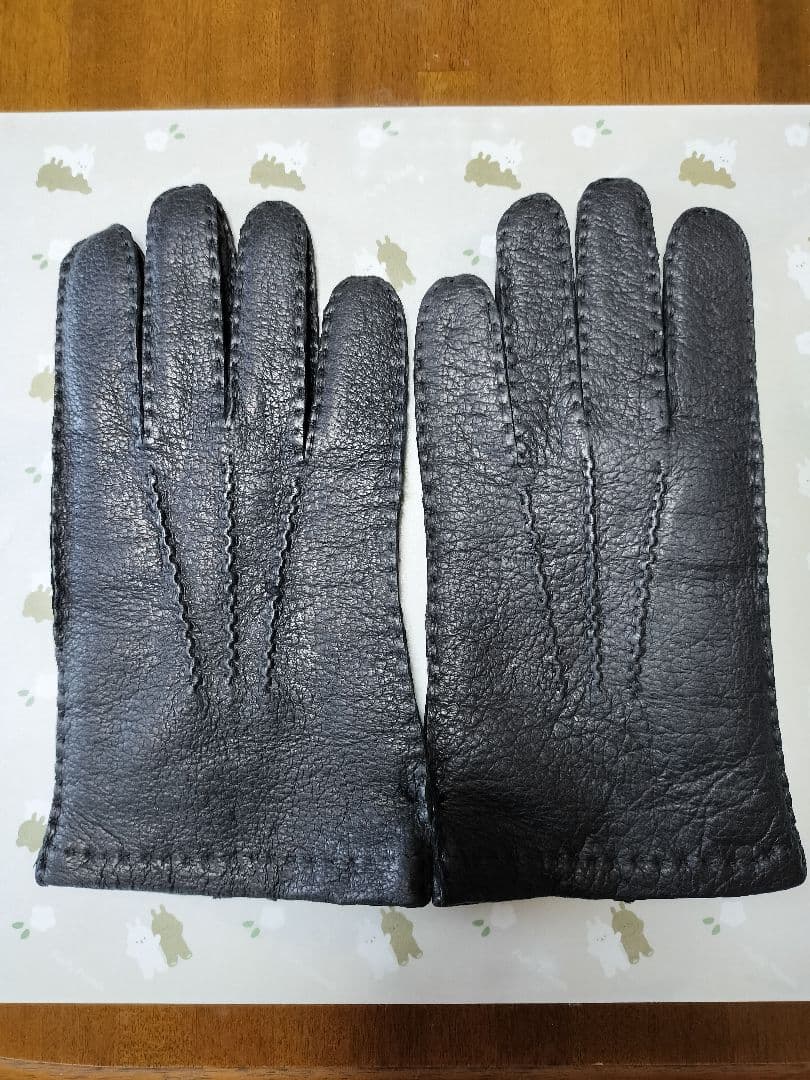 未使用　ペッカリー革手袋　カシミヤライニング　ブラック