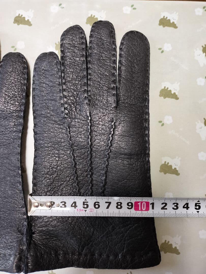 未使用　ペッカリー革手袋　カシミヤライニング　ブラック