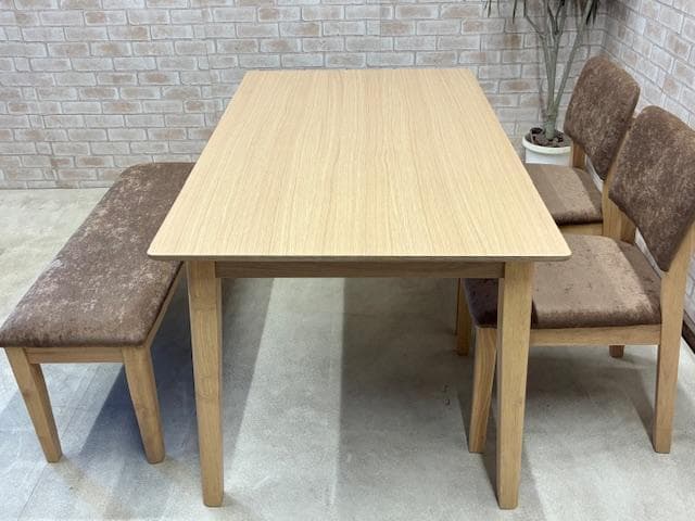 ダイニングテーブルセット　４人掛け　オーク　ナチュラル/ブラウン　新品