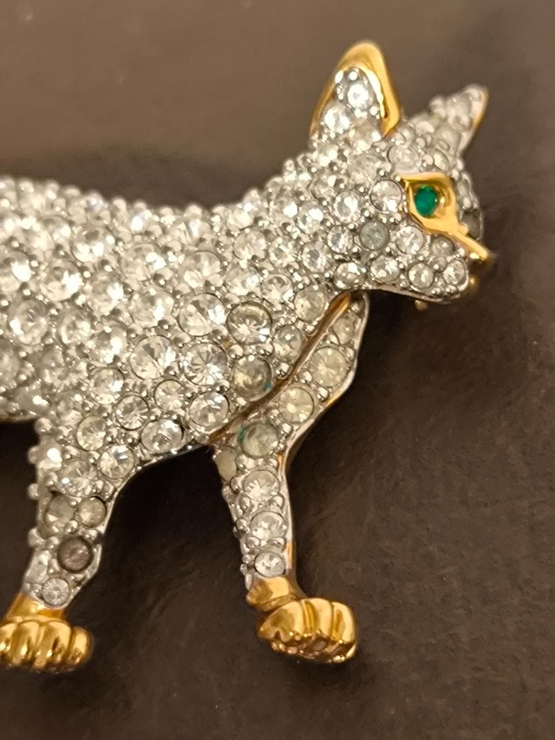 SWAROVSKI スワロフスキー ブローチ クリアストーン 猫 ねこ ネコ