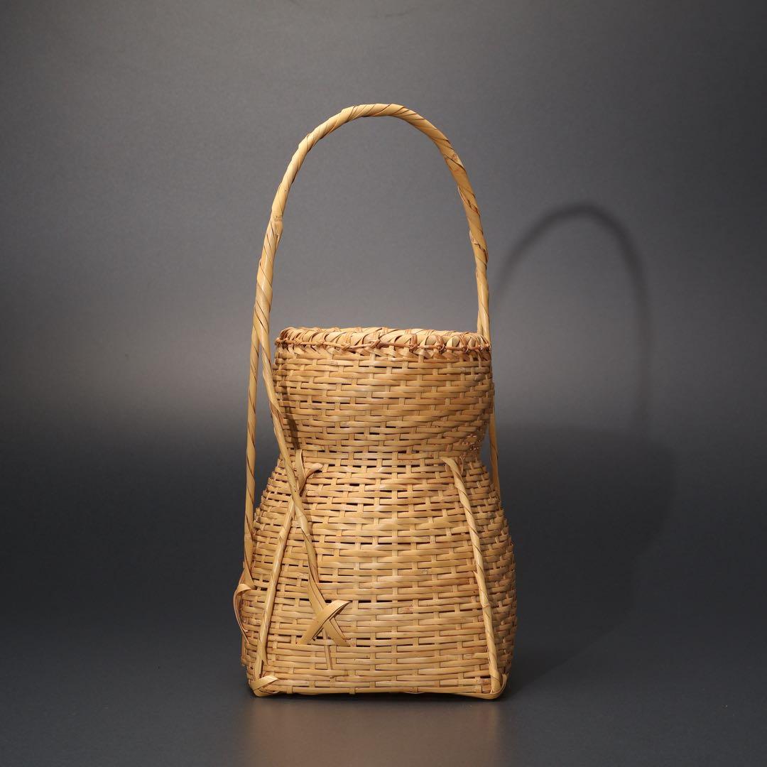 花入　花籠　即中斎好　方円籠　伝統工芸有馬籠　昭竹斎　共箱　R1499ラ