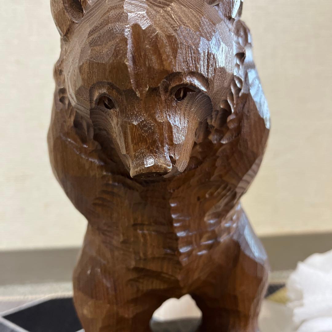 北海道　東栄民芸社　木製　木彫り　熊　おんぶ　肩車　彫刻　民藝　クマ　レトロ