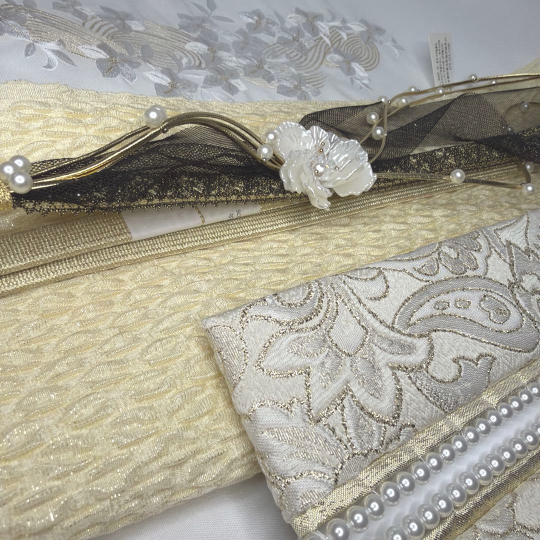 新品　2027年モデル　ゴールド　帯締め　帯揚げ　半襟　重ね襟　振袖セット