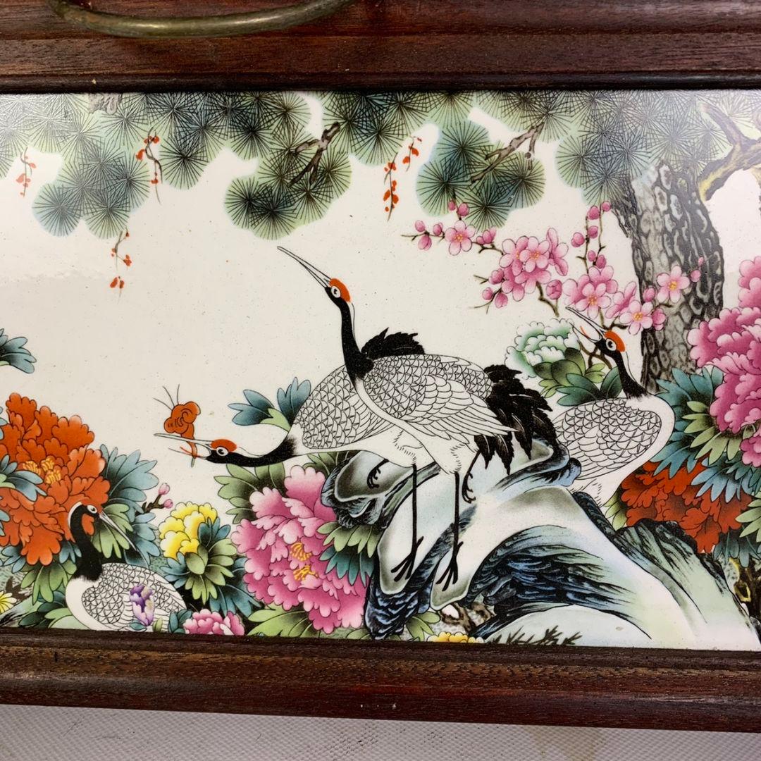 景徳鎮 粉彩六鶴同春図 陶板画 掛飾 装飾品 工芸品 美術品 置物