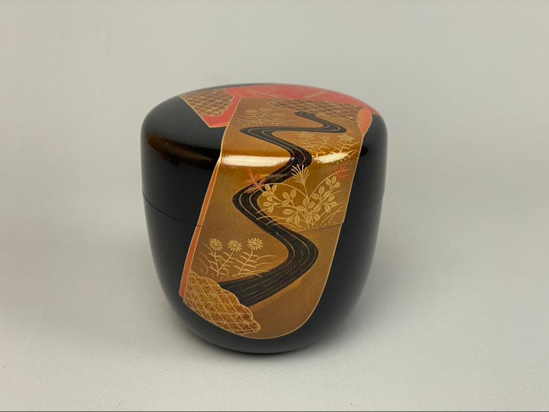 村田宗覚作 誰袖蒔絵 大棗 茶道具 共箱共布付 漆芸 茶器 塗師 利休棗 蜻蛉