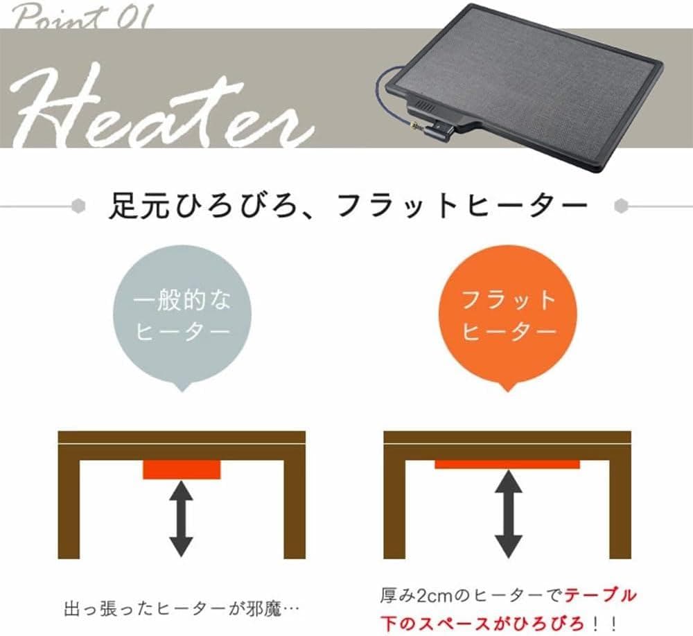 【新品未使用】タンスのゲン 折れ脚 こたつ 正方形 75×75 フラットヒーター
