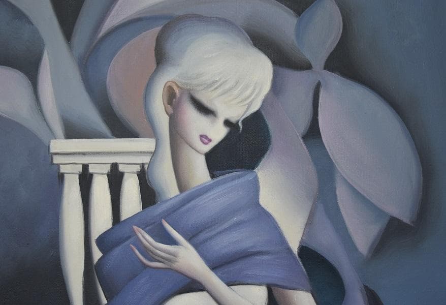 20世紀・日本の洋画家・二科展ドン　東郷青児　肉筆油彩色