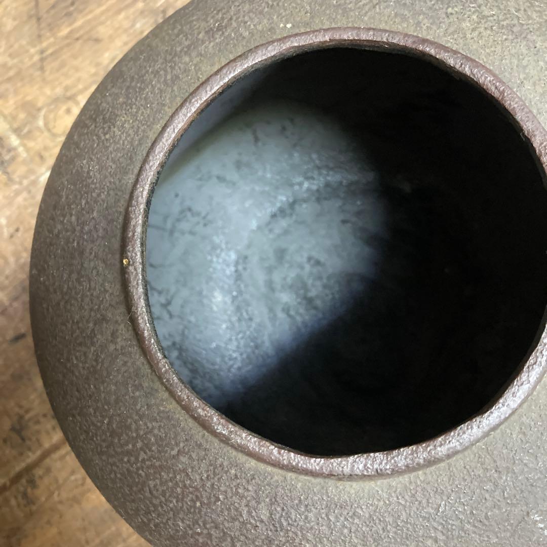 E4 古鉄 鉄瓶 風炉釜 鉄釜 茶道具 囲炉裏 火鉢 古民具 炭火 骨董 骨董品