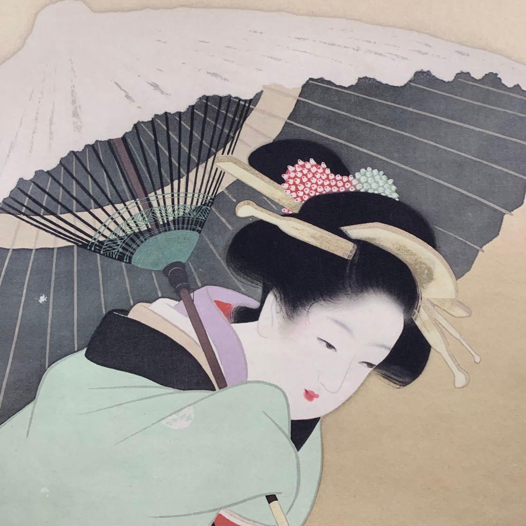 美品 掛け軸 上村松園筆「初音」浮世絵美人 リトグラフ 限定品