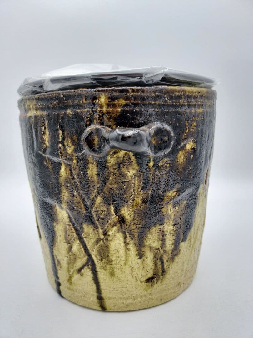 b385 【新品・未使用】水指 焼貫 川崎和楽 木箱 茶道具