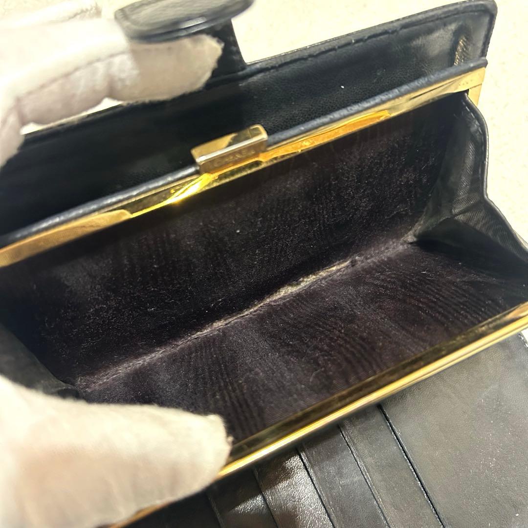 美品❗️ CHANEL シャネル　ココマーク　キャビアスキン　長財布　ブラック
