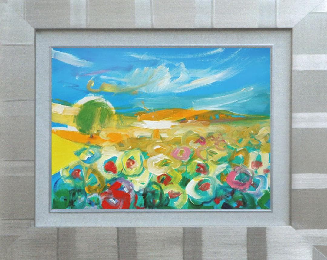 油絵 菅家令子 絵 絵画 インテリア 額付(黒) uF6-050610 風景