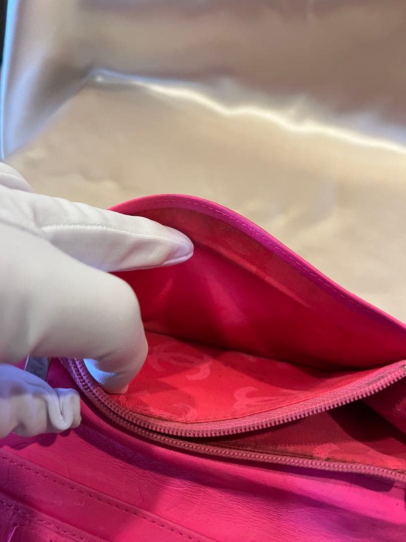 シャネル CHANEL カンボンライン 長財布 ブラックピンク 正規品リペア済み