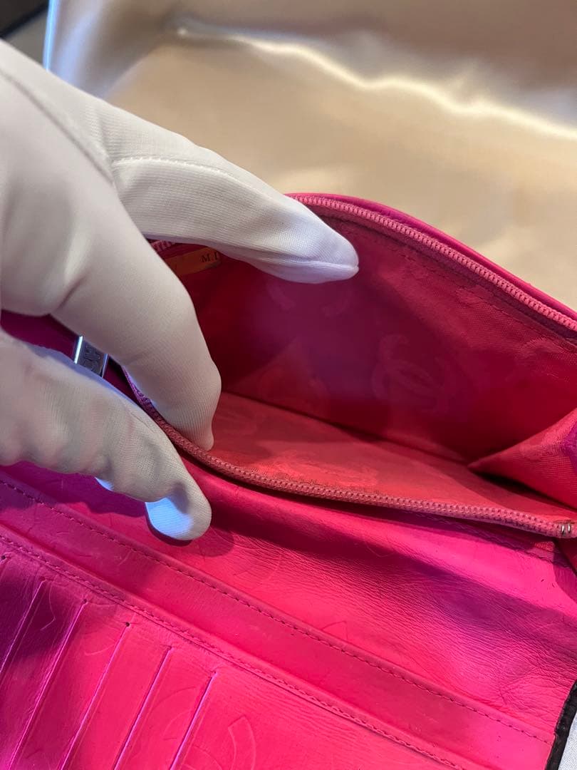 シャネル CHANEL カンボンライン 長財布 ブラックピンク 正規品リペア済み