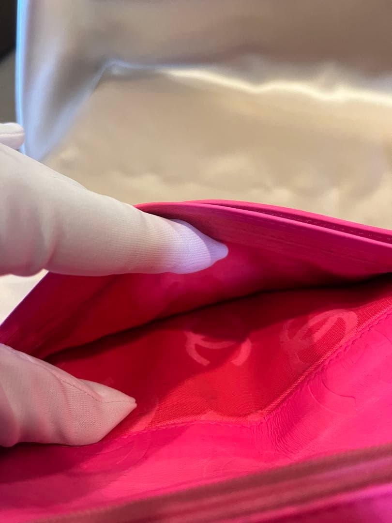 シャネル CHANEL カンボンライン 長財布 ブラックピンク 正規品リペア済み