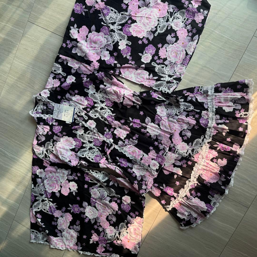 新品 浴衣ドレス 大人用 y2k 姫系 地雷 ゆかた ドレス レース