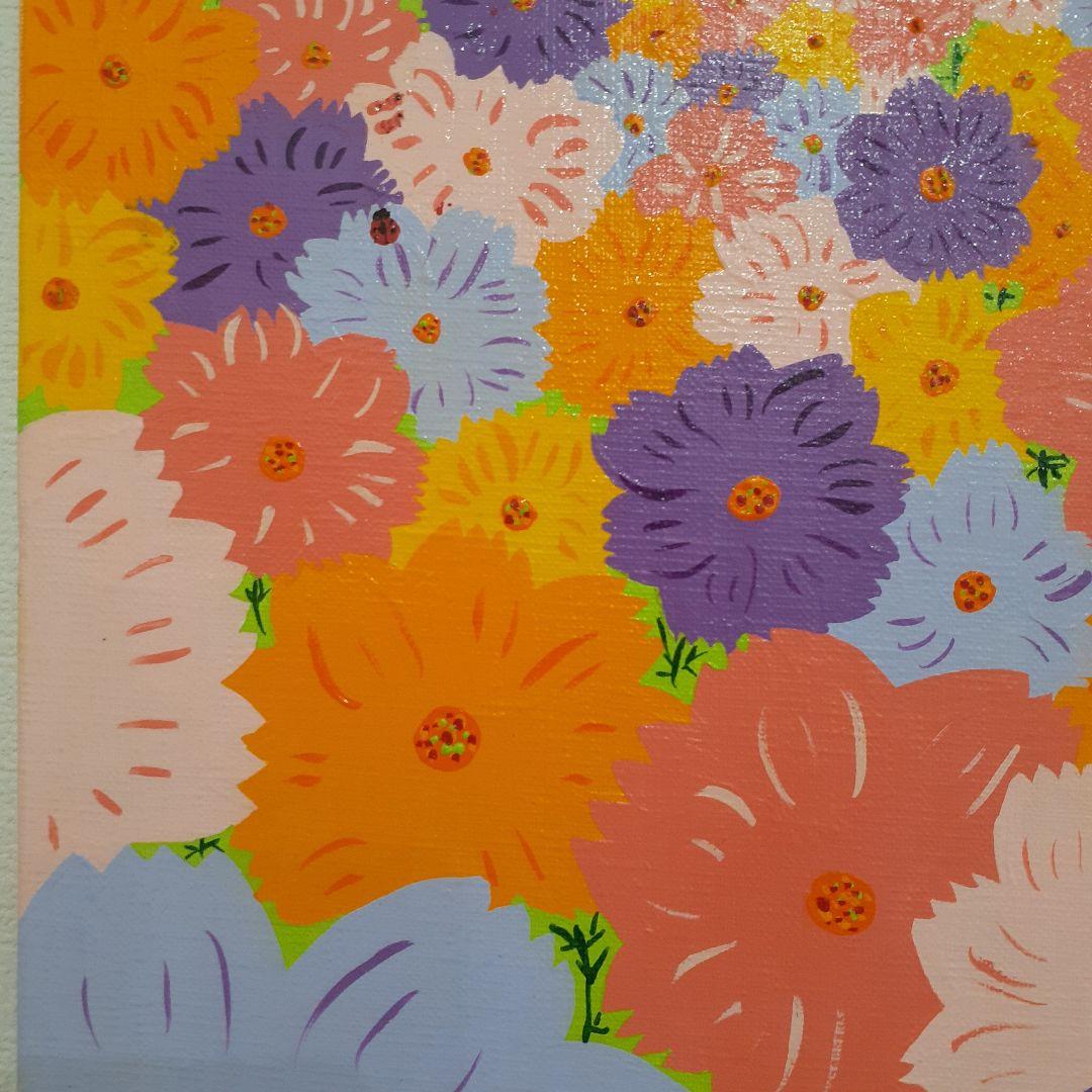 ハッピーコスモス畑　F6号キャンバス　アクリル絵の具　画家　小楠アキコ作品