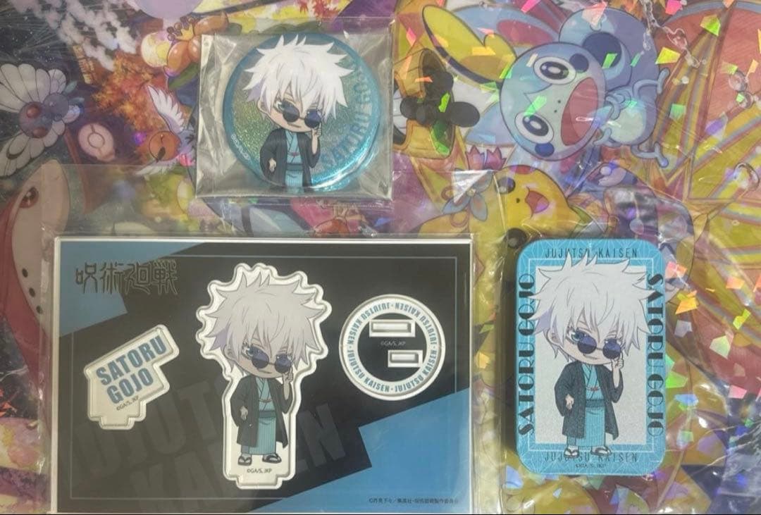 呪術廻戦　ジャンプフェスタ　五条悟　缶バッジ　アクリルスタンド　缶ケース