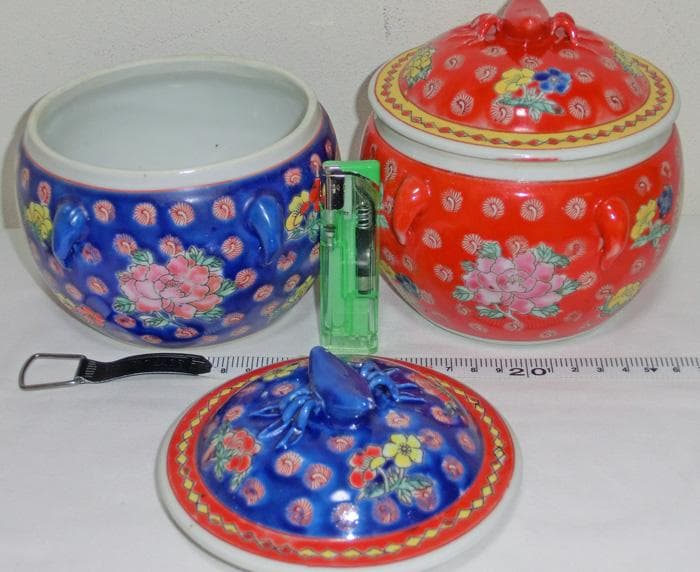 ☆中国美術☆中国陶磁器☆乾隆年製☆色絵☆福寿☆幾何学☆希少☆蓋付☆小物入れ☆