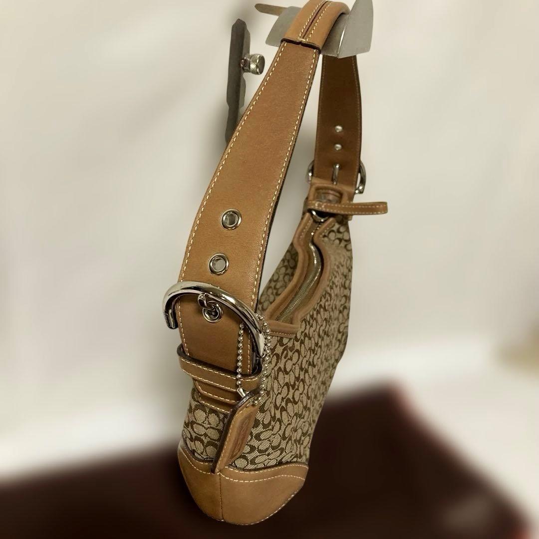 【美品】COACHミニシグネチャーホーボーワンショルダーバッグSOHO★6351