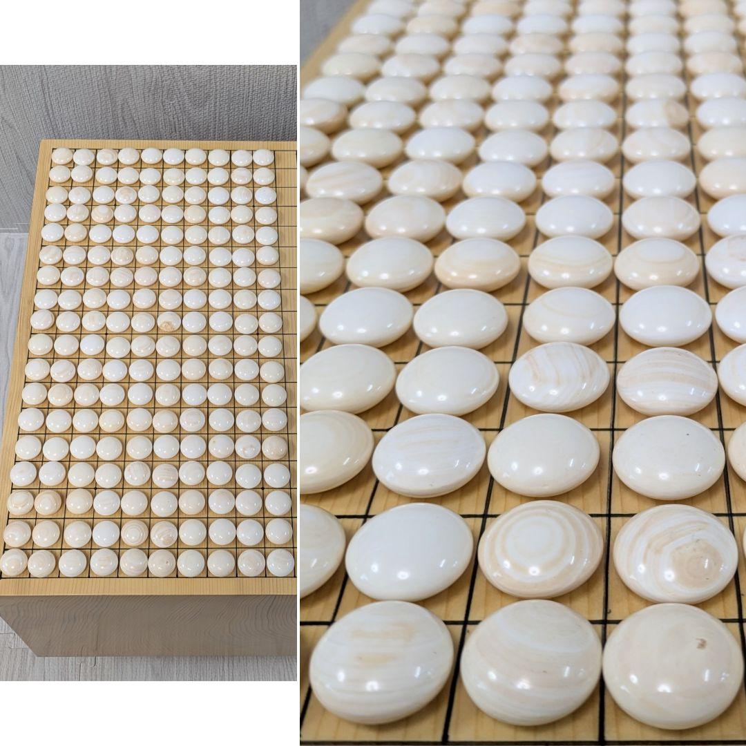 蛤碁石 40号 囲碁盤 碁笥 極厚 那智黒　8寸　たのメル便 へそ有り 脚付き