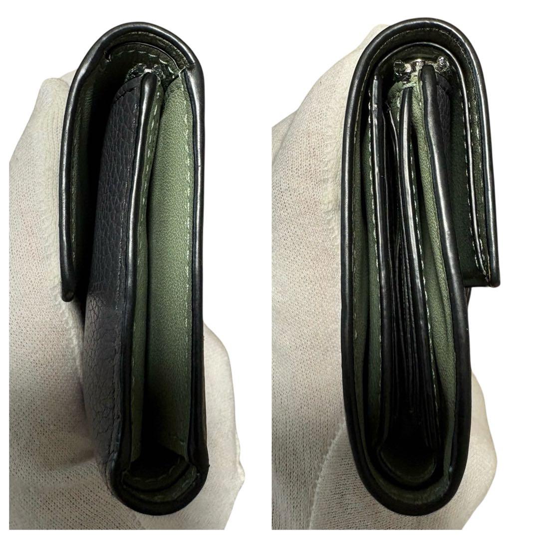 美品　ロエベ　バーティカルウォレット　スモール　三つ折り　レザー　ダークグレー