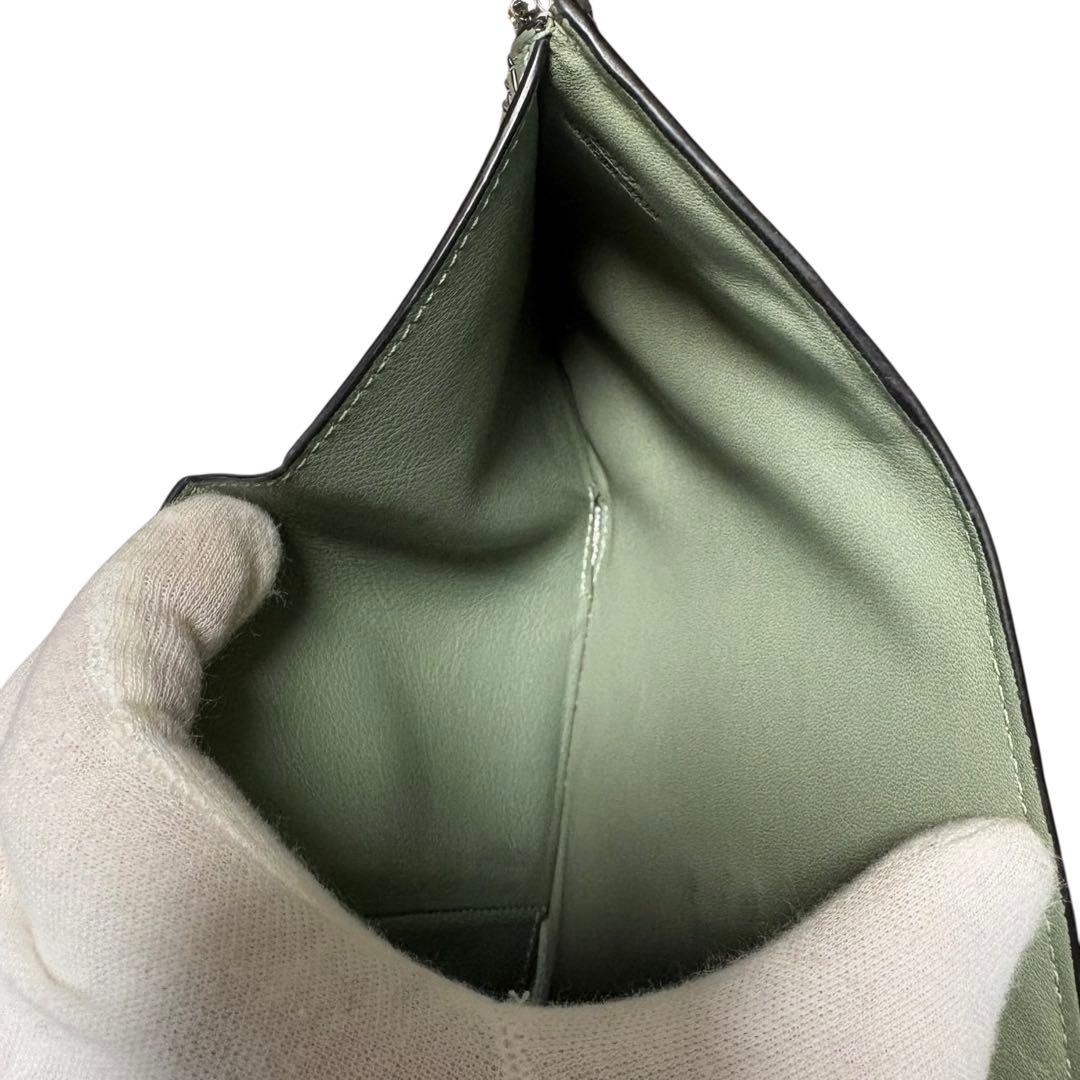 美品　ロエベ　バーティカルウォレット　スモール　三つ折り　レザー　ダークグレー