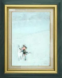 油絵 菅家令子 絵 絵画 インテリア 額付(白) F3-091918 子猫女の子