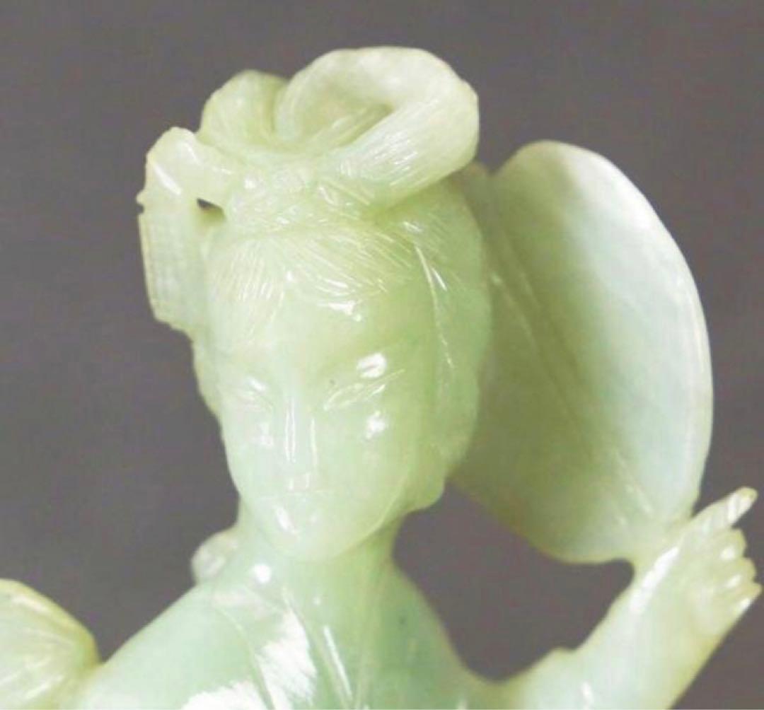 【大珍品】 玉石 中国古玩 天然石 天女 オブジェ 高さ25cm 置物 彫刻