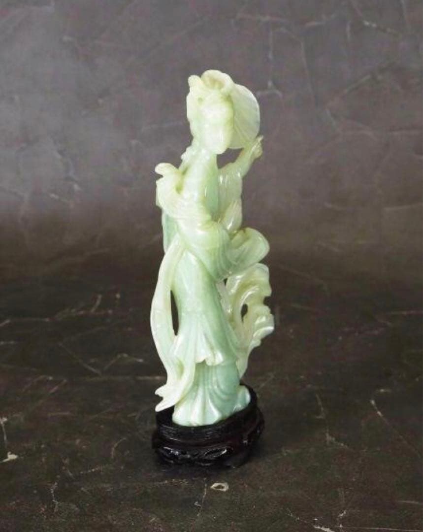 【大珍品】 玉石 中国古玩 天然石 天女 オブジェ 高さ25cm 置物 彫刻
