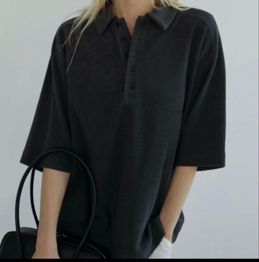 anuke アンヌーク Pile Polo Tops チャコールグレー パイル