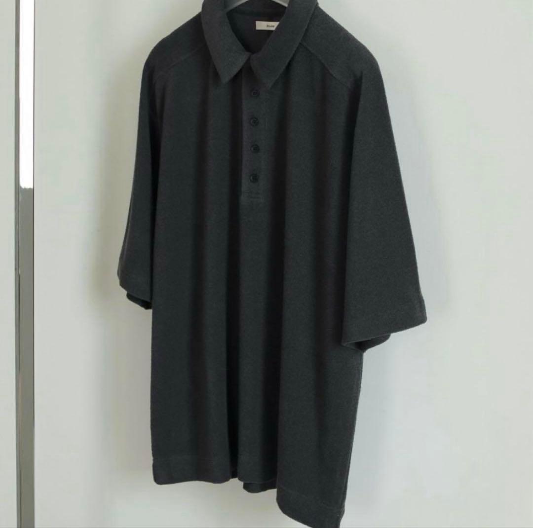 anuke アンヌーク Pile Polo Tops チャコールグレー パイル