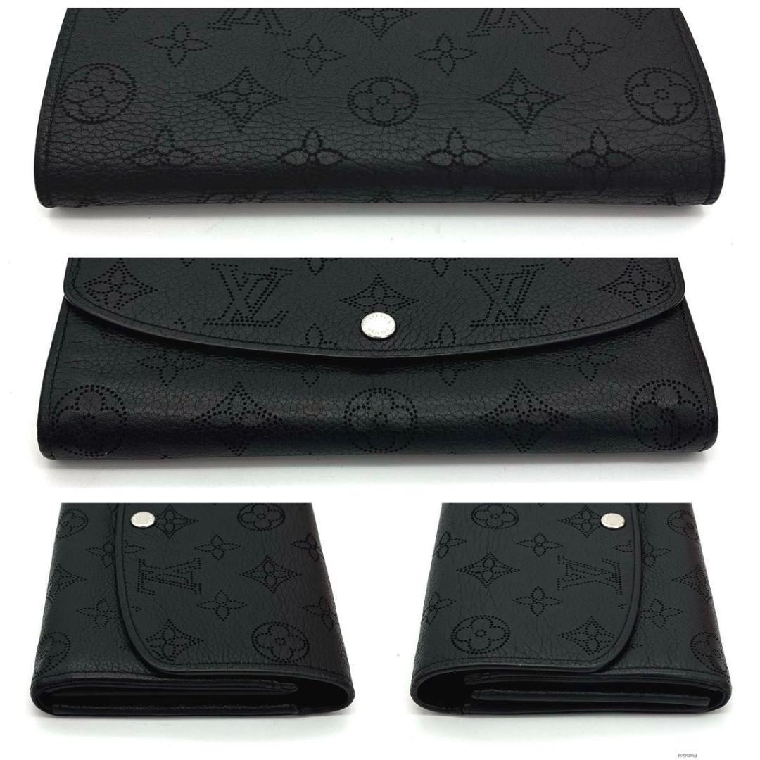 ルイヴィトン マヒナ ポルトフォイユ イリス 二つ折り 長財布 黒 ノワール
