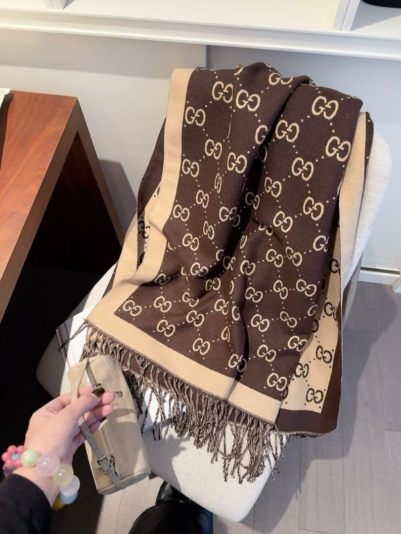 ロゴ ストール ブラウン60*180