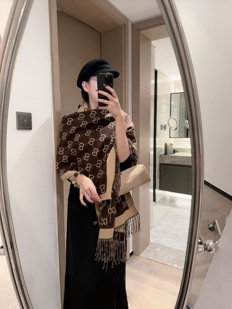 ロゴ ストール ブラウン60*180