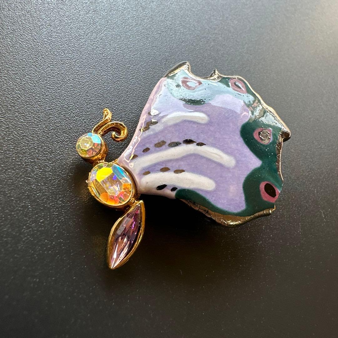 【vintage】訳あり　クリスチャンラクロワ　エナメル蝶ブローチ