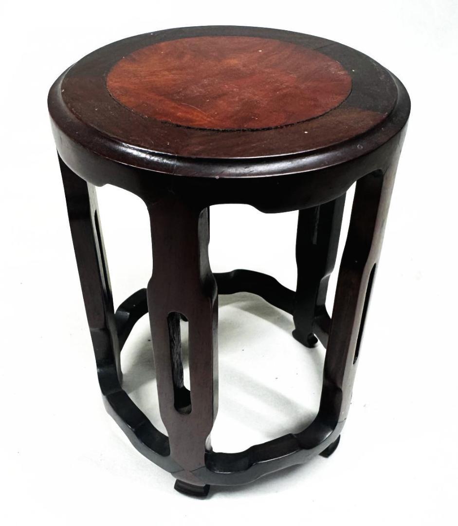 瘤杢 葡萄杢 唐木 透かし彫り小高卓台 玉杢 花梨 花台 華道 WWWT008