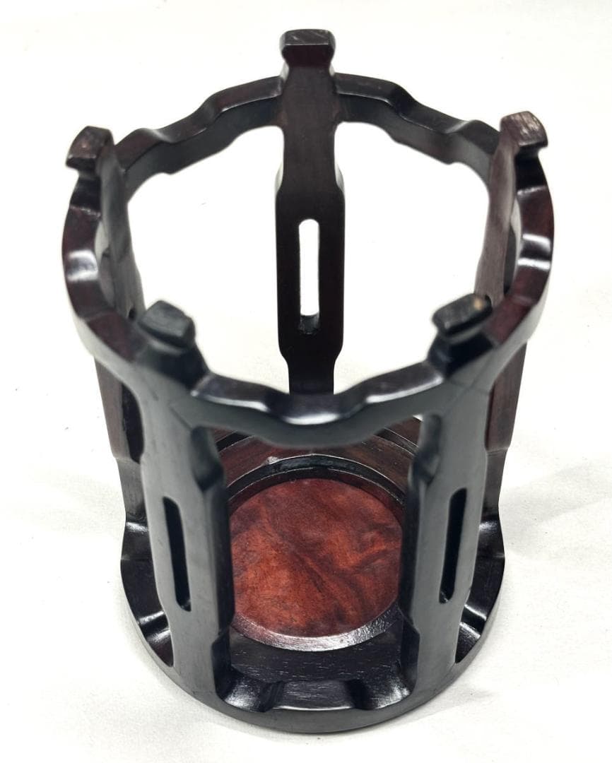 瘤杢 葡萄杢 唐木 透かし彫り小高卓台 玉杢 花梨 花台 華道 WWWT008