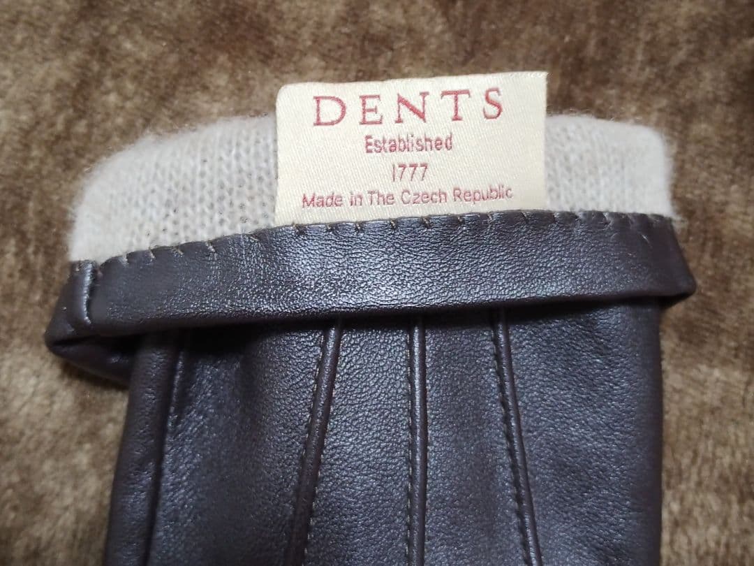 DENTS/本革レザーグローブ(ブラウン・Size7.5・裏地カシミア100%)